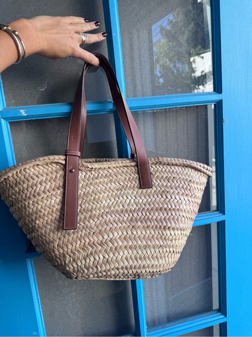 Loewe Natural Woven Basket Tote with Brown Leather Trim - Picture 6 of 6
